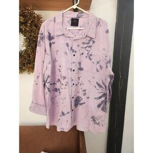 Junk Food Clothing Purple Tie Dye Button Up Shirt XXL Men’s Grunge Y2K